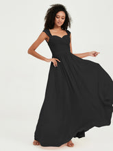 Col En Cœur Mousseline Robes Avec Dentelle Mancherons Noir