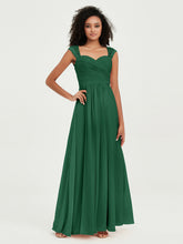Col En Cœur Mousseline Robes Avec Dentelle Mancherons Vert Foncé