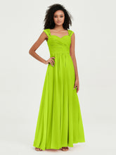 Col En Cœur Mousseline Robes Avec Dentelle Mancherons Vert Citron
