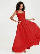 Col En Cœur Mousseline Robes Avec Dentelle Mancherons Rouge