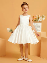 Robe de Fille Courte à A-ligne avec Nœud Ivoire