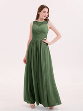 Illusion Col en Cœur Mousseline Robe Demoiselle d'honneur Olive Verte