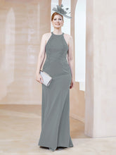 Robe Fourreau en Dentelle Longueur au Sol Licou Gris Acier
