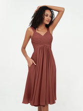 Robes Courtes Empire en Mousseline avec Poches terracotta