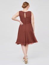 Col En Scoop Mousseline Robe Courte Avec Ceinture Nœud terracotta