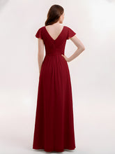 Mancheron Mousseline Longue Robe Demoiselle d'honneur Bordeaux
