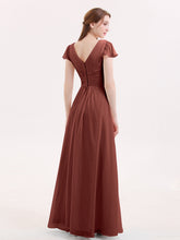 Mancheron Mousseline Longue Robe Demoiselle d'honneur terracotta