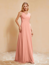 Robe de Demoiselle d'Honneur Empire Sans Manches avec Nœud Papillon Papaye