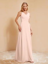 Robe de Demoiselle d'Honneur Empire Sans Manches avec Nœud Papillon Rose Perle