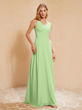 Robe de Demoiselle d'Honneur Empire Sans Manches avec Nœud Papillon Sauge