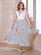 Robe en Mousseline Longueur de Mollet à Col en V avec Poches Argent