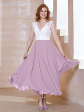 Robe en Mousseline Longueur de Mollet à Col en V avec Poches Glycine