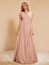Maxi Robe Sans Manches avec Décolleté en V Plongeant Rose Poudré