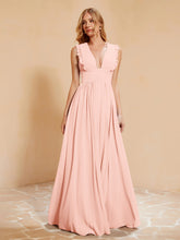 Maxi Robe Sans Manches avec Décolleté en V Plongeant Corail