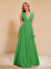 Maxi Robe Sans Manches avec Décolleté en V Plongeant Vert