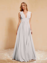 Maxi Robe Sans Manches avec Décolleté en V Plongeant Argent