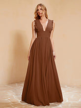 Maxi Robe Sans Manches avec Décolleté en V Plongeant Terracotta