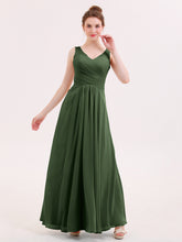 Robes Demoiselle d'honneure Longue avec Bustier Plissé Olive Verte