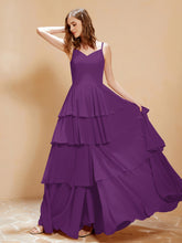 Robe Longue Bohème en Mousseline avec Volants Raisin