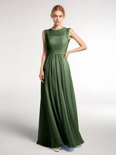 FAUX-Wrap Robe Longue Mousseline avec Ceinture Olive Verte