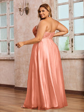 Dentelle et Tulle Longue Robe avec Col en Cœur Papaye
