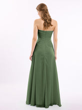 Robes Col en Cœur Sans Bretelles Mousseline Olive Verte