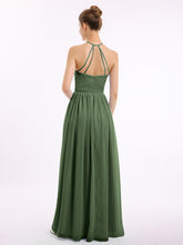Licou Col Montant Mousseline Robe Demoiselle d'honneur Olive Verte