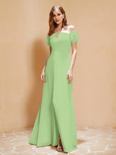 Robe Longue à Demi-Manches avec Fente Sauge