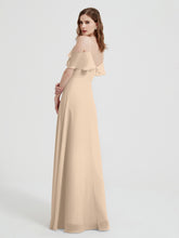 Spaghetti Bretelles Col En V Mousseline Robes Longues Champagne