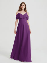Spaghetti Bretelles Col En V Mousseline Robes Longues Raisin
