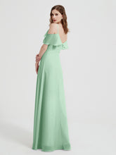 Spaghetti Bretelles Col En V Mousseline Robes Longues Vert Menthe