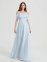 Spaghetti Bretelles Col En V Mousseline Robes Longues Brume