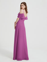 Spaghetti Bretelles Col En V Mousseline Robes Longues Orchidee