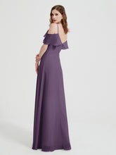 Spaghetti Bretelles Col En V Mousseline Robes Longues Plum