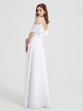 Spaghetti Bretelles Col En V Mousseline Robes Longues Blanc