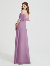 Spaghetti Bretelles Col En V Mousseline Robes Longues Glycine