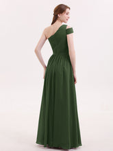 Une Epaule Robe Demoiselle d'honneur avec Ceinture Olive Verte