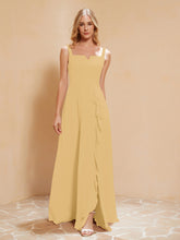 Robe de Demoiselle d'Honneur Sans Manches avec Volants Or