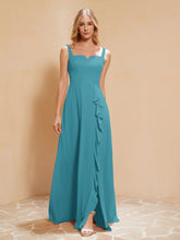 Robe de Demoiselle d'Honneur Sans Manches avec Volants Jade