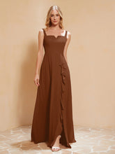 Robe de Demoiselle d'Honneur Sans Manches avec Volants Terracotta