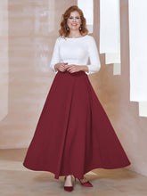 Robe de A-ligne à Col en Dentelle Longueur de Mollet Bordeaux