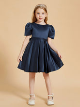 Robes de Fille à Col en Scoop avec Mancherons Longueur aux Genoux