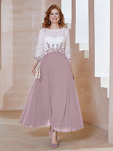 Robe en Mousseline avec Longueur de Mollet à Col Appliqué Dusk