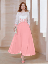 Robe en Mousseline avec Longueur de Mollet à Col Appliqué Flamant