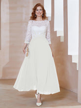 Robe en Mousseline avec Longueur de Mollet à Col Appliqué Ivoire