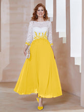 Robe en Mousseline avec Longueur de Mollet à Col Appliqué Souci