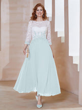 Robe en Mousseline avec Longueur de Mollet à Col Appliqué Brume