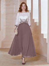 Robe en Mousseline avec Longueur de Mollet à Col Appliqué Vintage Mauve