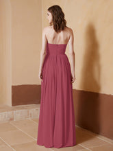 Mousseline Longue Sans Bretelles Robe pour Les Demoiselles d'honneur Cannelle Rose