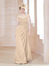 Robe en Mousseline Dentelle à Col Illusion Scoop Champagne